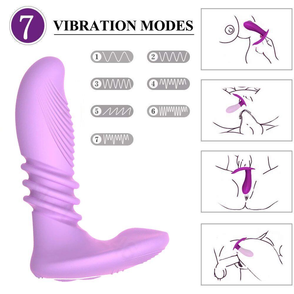 Wireless Remote Control Vibrating Thrusting Stroking Clit G-spot Vibrator Dildo