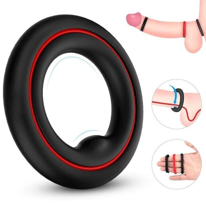 3in1 Silicone Stretchy Longer Harder Stronger Erection Enhancer Penis Cock Ring