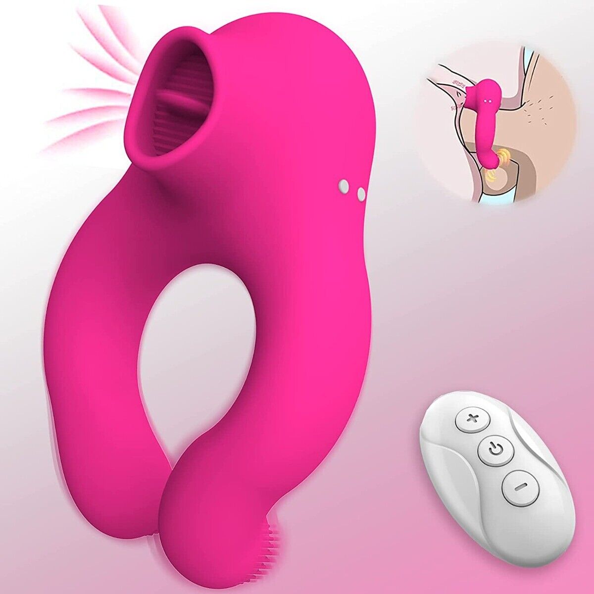 Wireless Remote Control Clit Licking Vibator Penis Cock Ring Couple Sex Toys