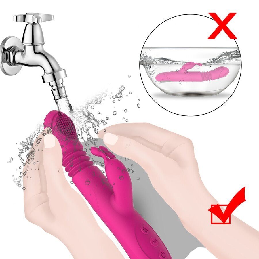 Slim Rechargeable Thrusting Rabbit Vibrator Dildo Sex-toys for Women Couples