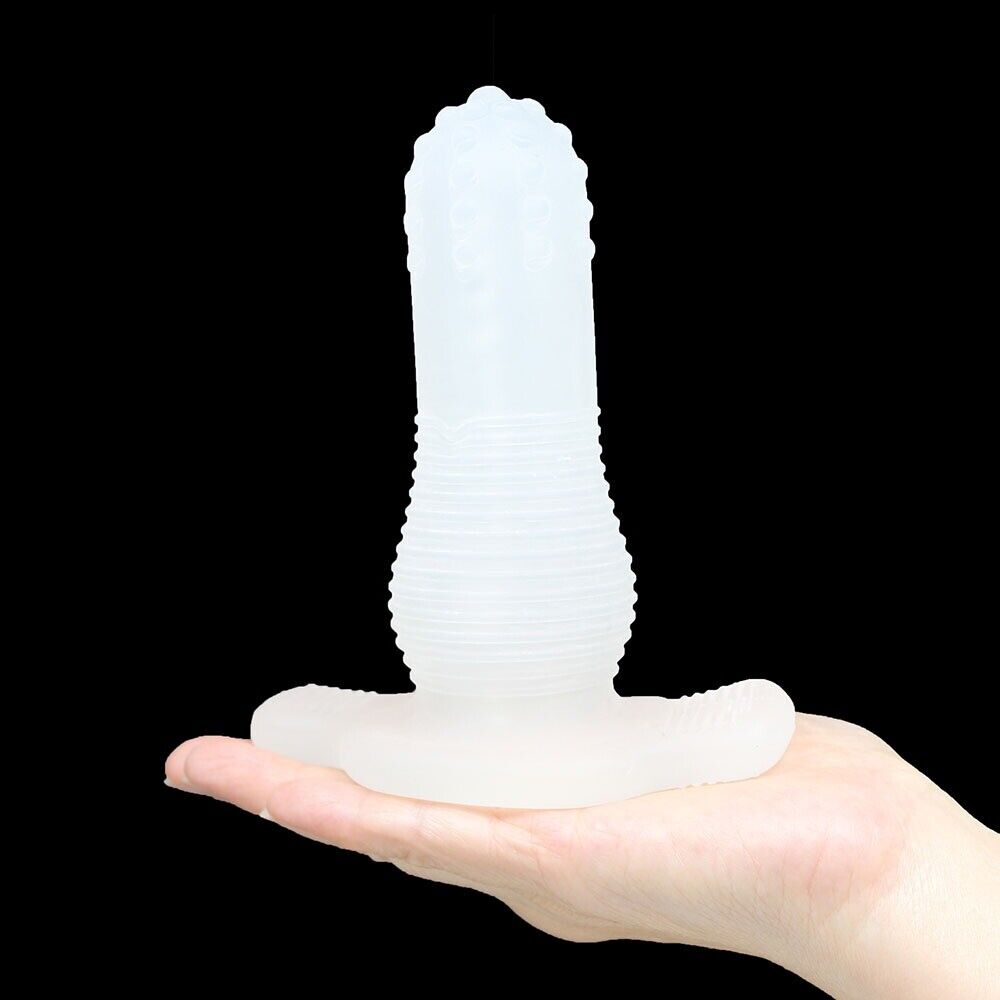 Stretchy Girth Enhancing Anal Penetration Penis Stroker Sleeve Hollow Butt Plug