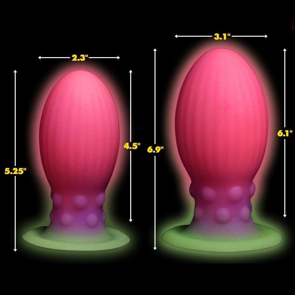 2Pk Glow in the Dark Silicone Anal Egg Butt Plug Trainer Combo Sex Toy