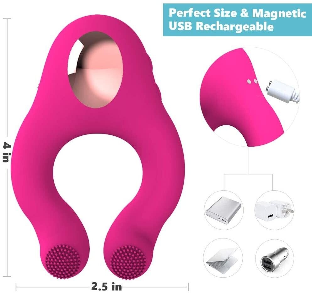 Wireless Remote Control Clit Licking Vibator Penis Cock Ring Couple Sex Toys