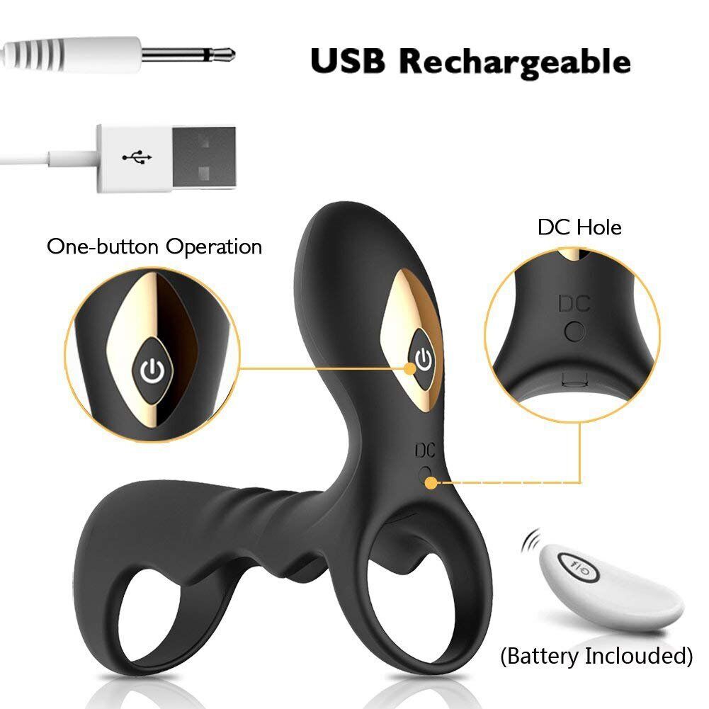 Wireless Remote Control Vibrating Penis Sleeve Cock Ring Cage Enhancer