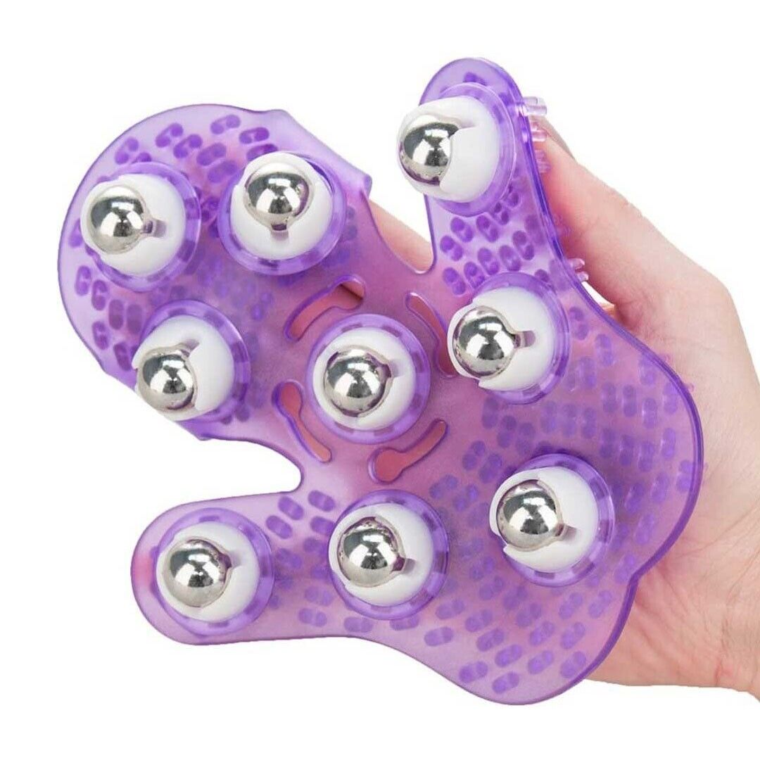 2x Hand Held 360-degree Roller Balls Full Body Massager Glove