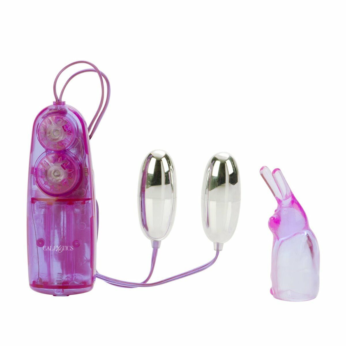 Vibrating Dual Bullet Vibe w/ Bunny Teaser Sleeve Clit Nipple Anal Vibrator Egg