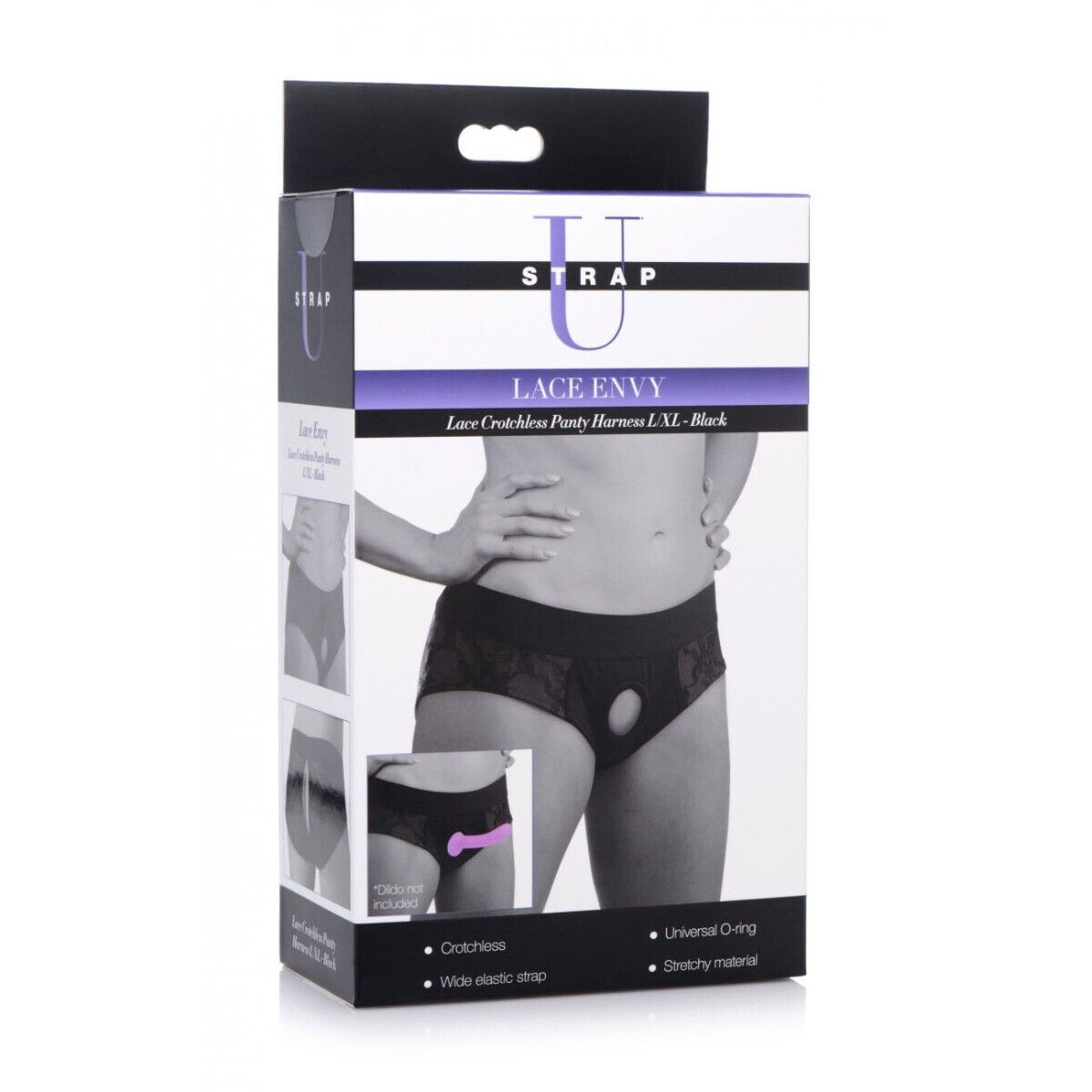 Lace Envy Black Crotchless Panty Strap On Harness L-XL Sex-toys for Women Couple