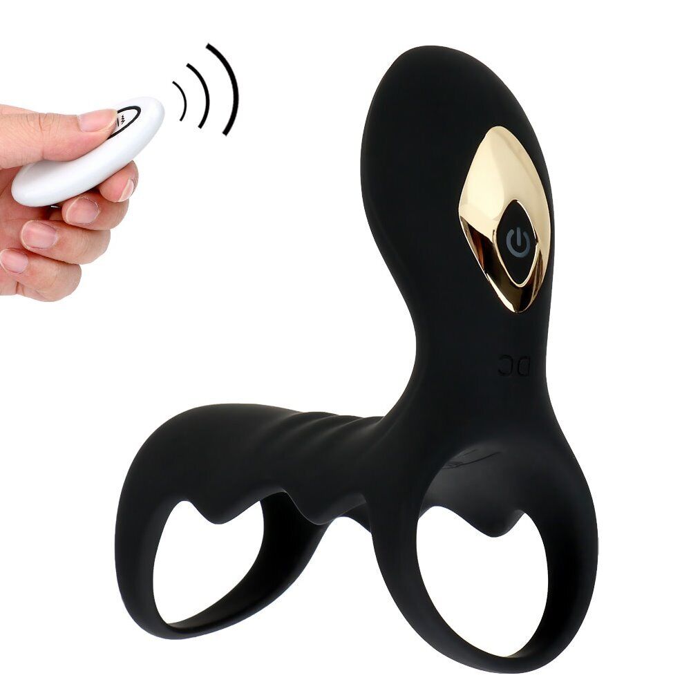 Wireless Remote Control Vibrating Penis Sleeve Cock Ring Cage Enhancer