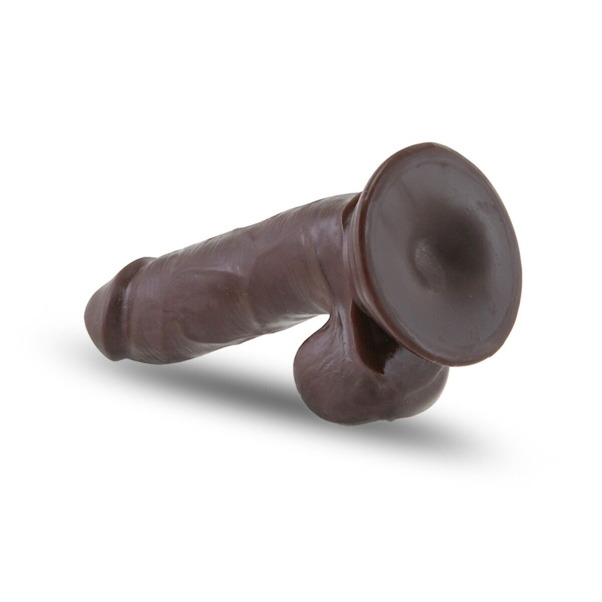 5.5" Beginner Realistic Ultra Soft Posable Black Cock & Balls Dildo Suction Cup