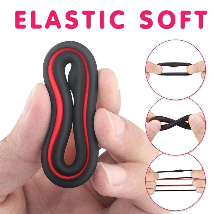 3in1 Silicone Stretchy Longer Harder Stronger Erection Enhancer Penis Cock Ring