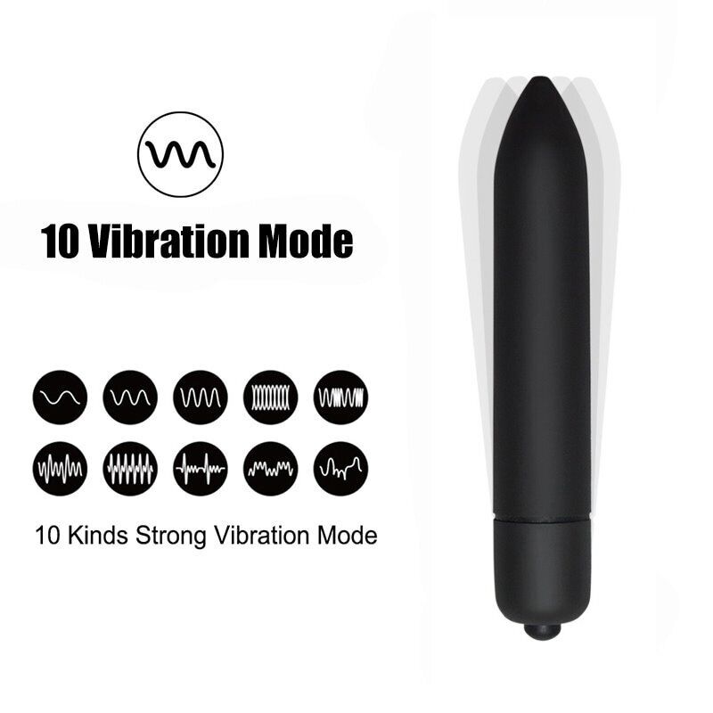 10 Multi-speed Black Bullet Vibrator Adult Sex Toys for Women Couple Lover