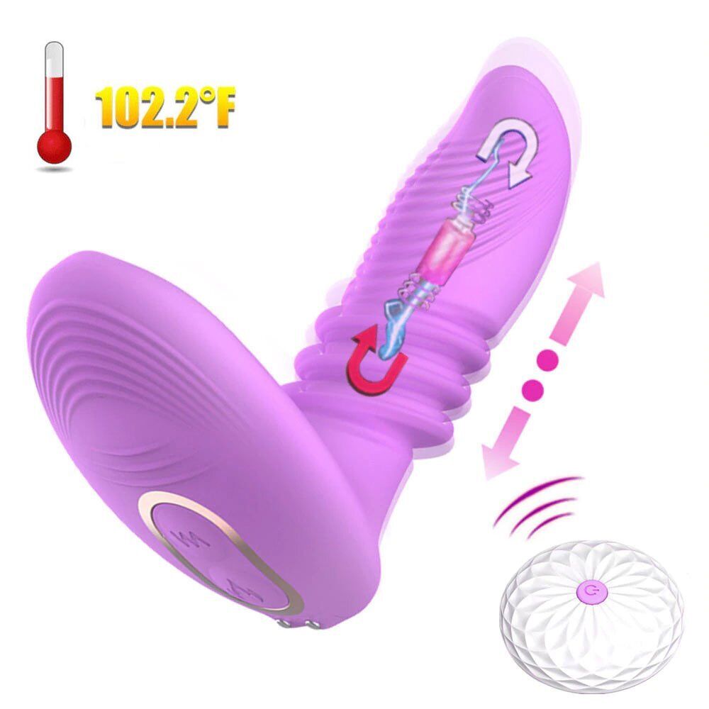 Wireless Remote Control Vibrating Thrusting Stroking Clit G-spot Vibrator Dildo