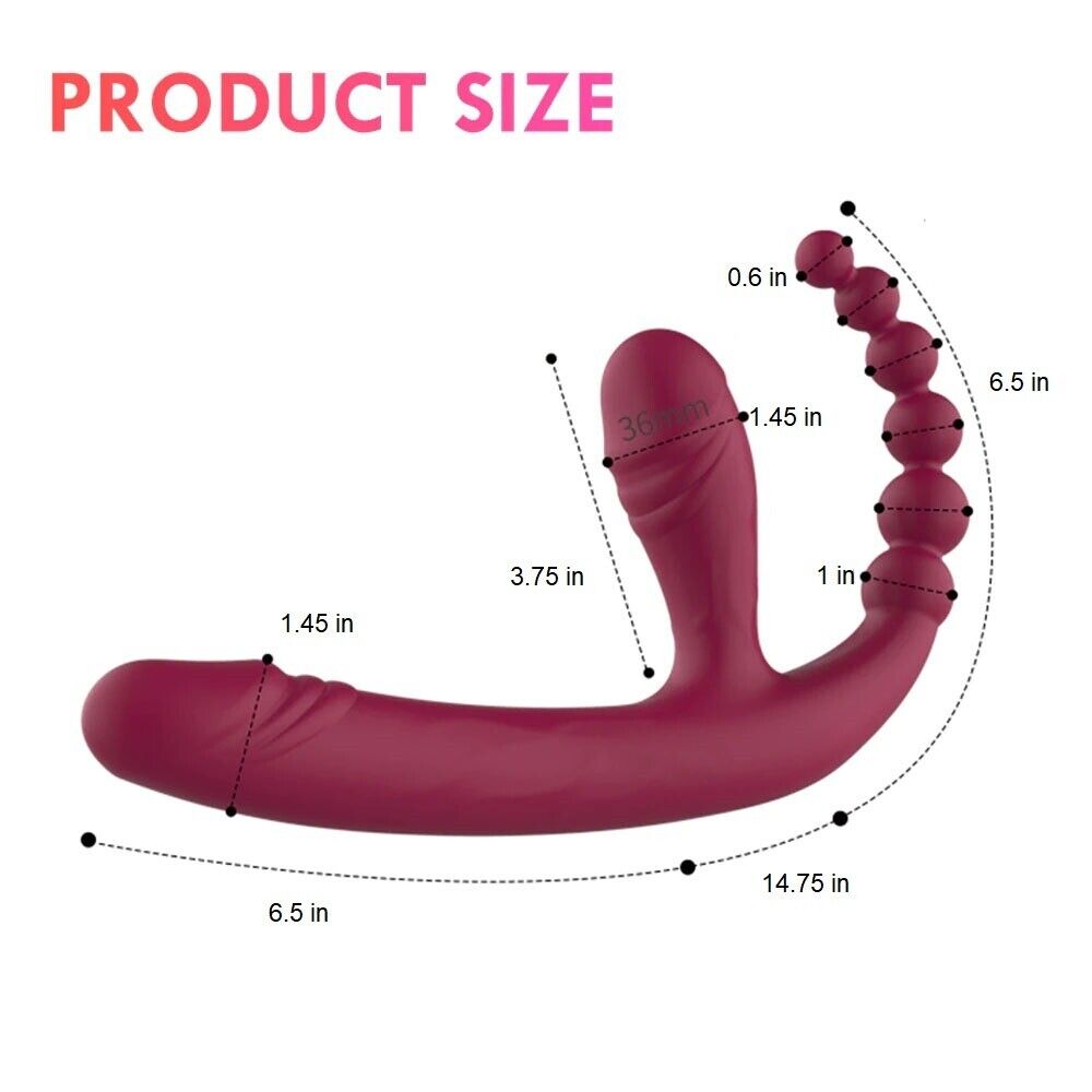 Vibrating Silicone Strapless Strap-On Anal G-spot Dildo Vibe Sex-toy for Lesbian