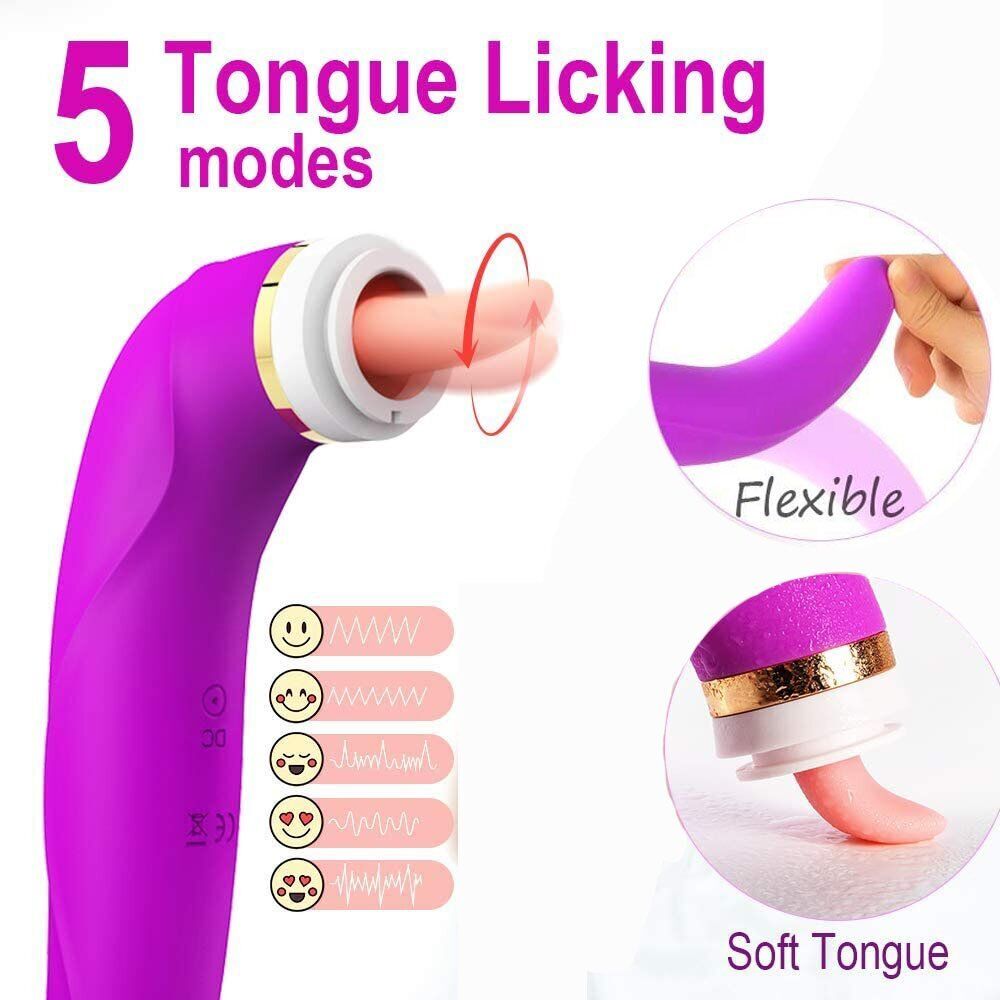 Automatic Tongue Oral Sex Clit Nipple Vaginal Pussy Pump Sucker G-spot Vibrator