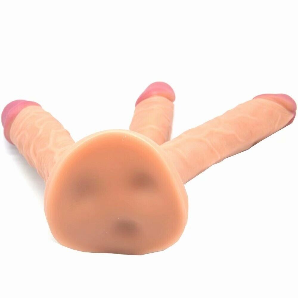 Huge Realistic Triple 3 Heads Dildo Dong Penis Cock Handsfree Suction Cup