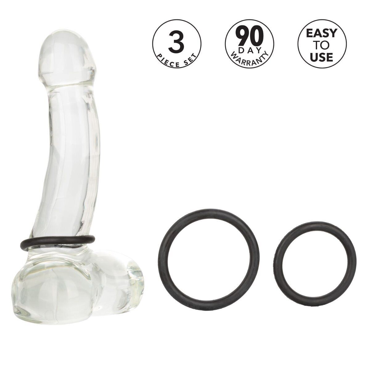 3 Stretchy Rubber Penis Scrotum Adornment Cock Rings Small Medium Large