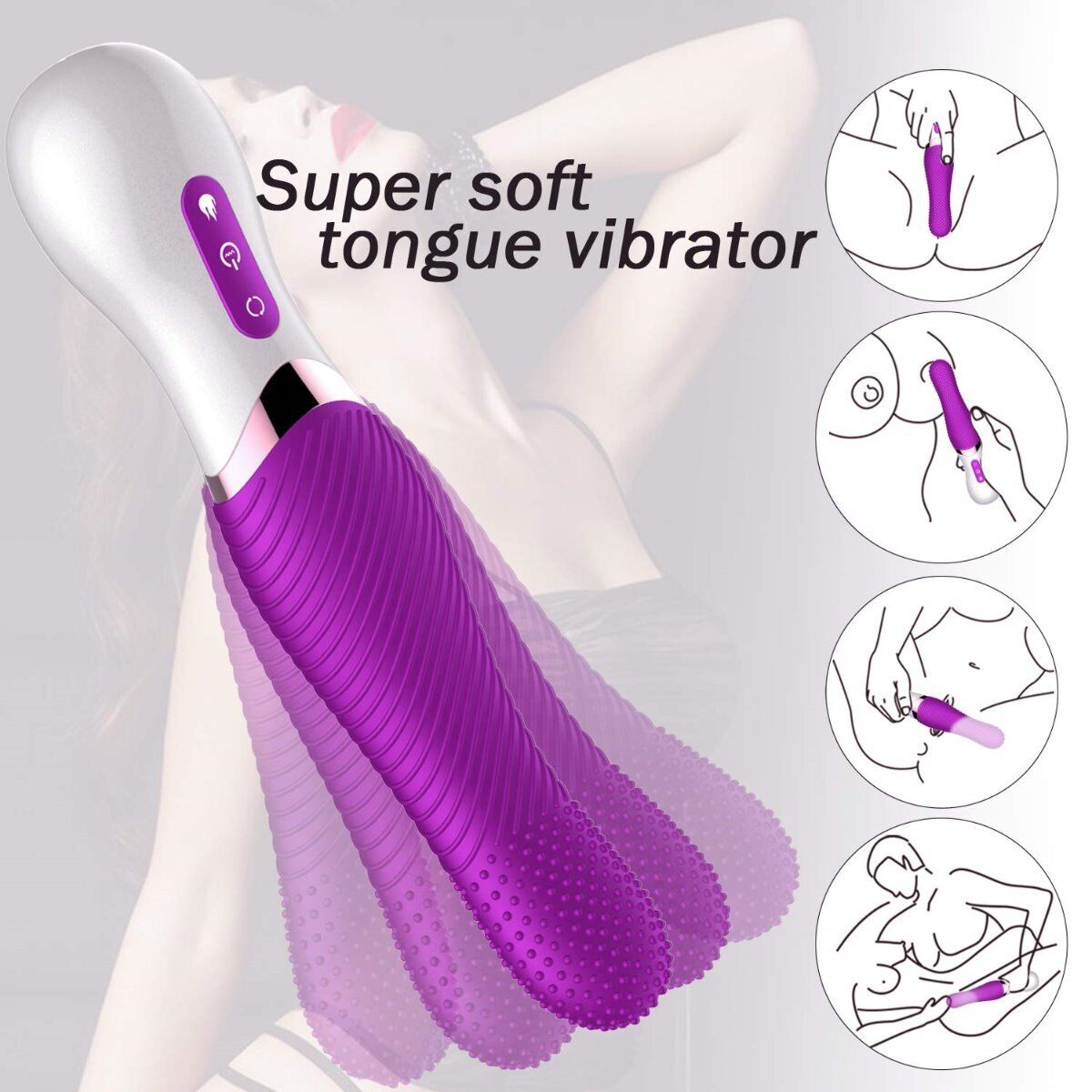 Rechargeable Flickering Tongue Orgasm Vibrator Oral Sex Toys for Women Couples