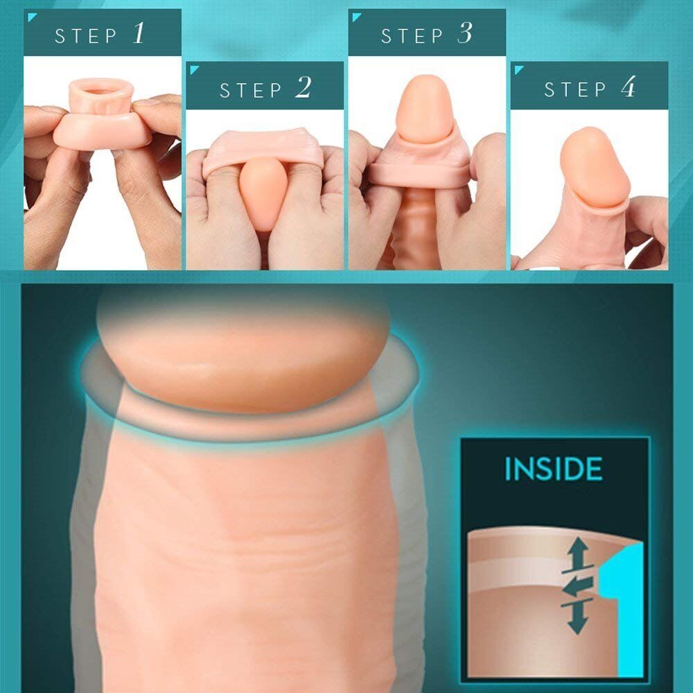 Foreskin Penis Cock Ring Prolong Delay Premature Ejaculation Erection Enhancer