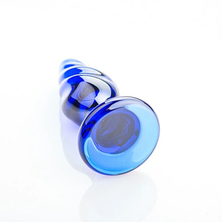 Blue Glass Spiral Anal Butt Plug Beginner Anal Sex Toys for Women Men Couples