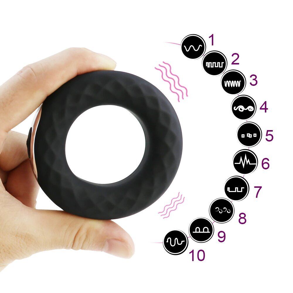 Vibrating Donut Penis Cock Ring Male Masturbator Sex-toys for Men Couples