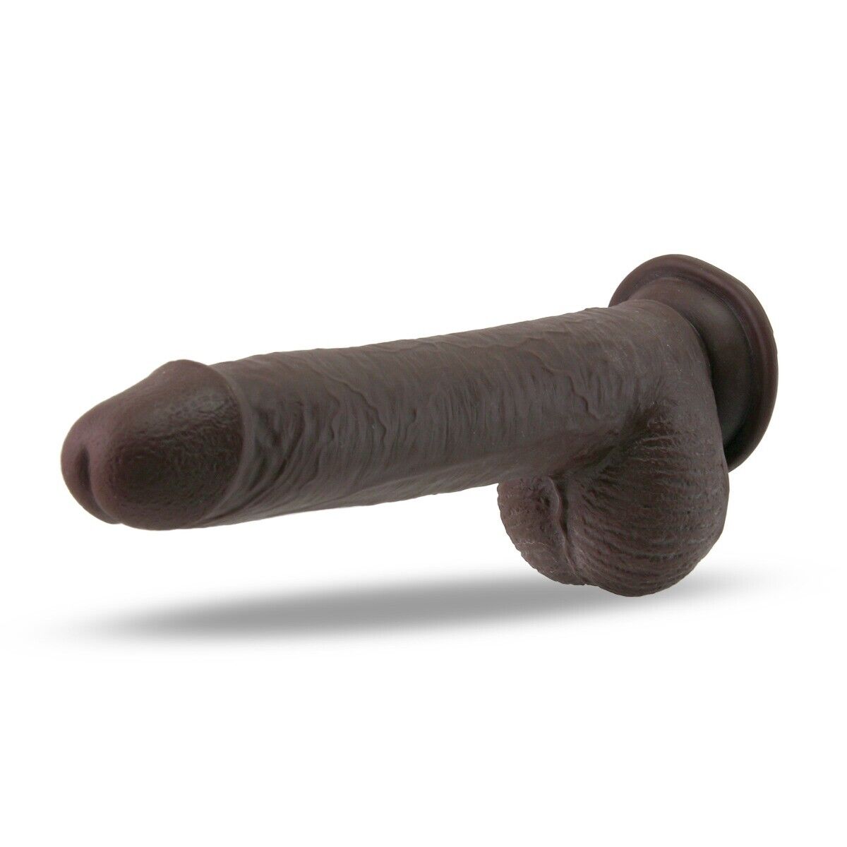 9" Dual Layer Sliding Skin Realistic Black Dildo Dong Cock with Balls