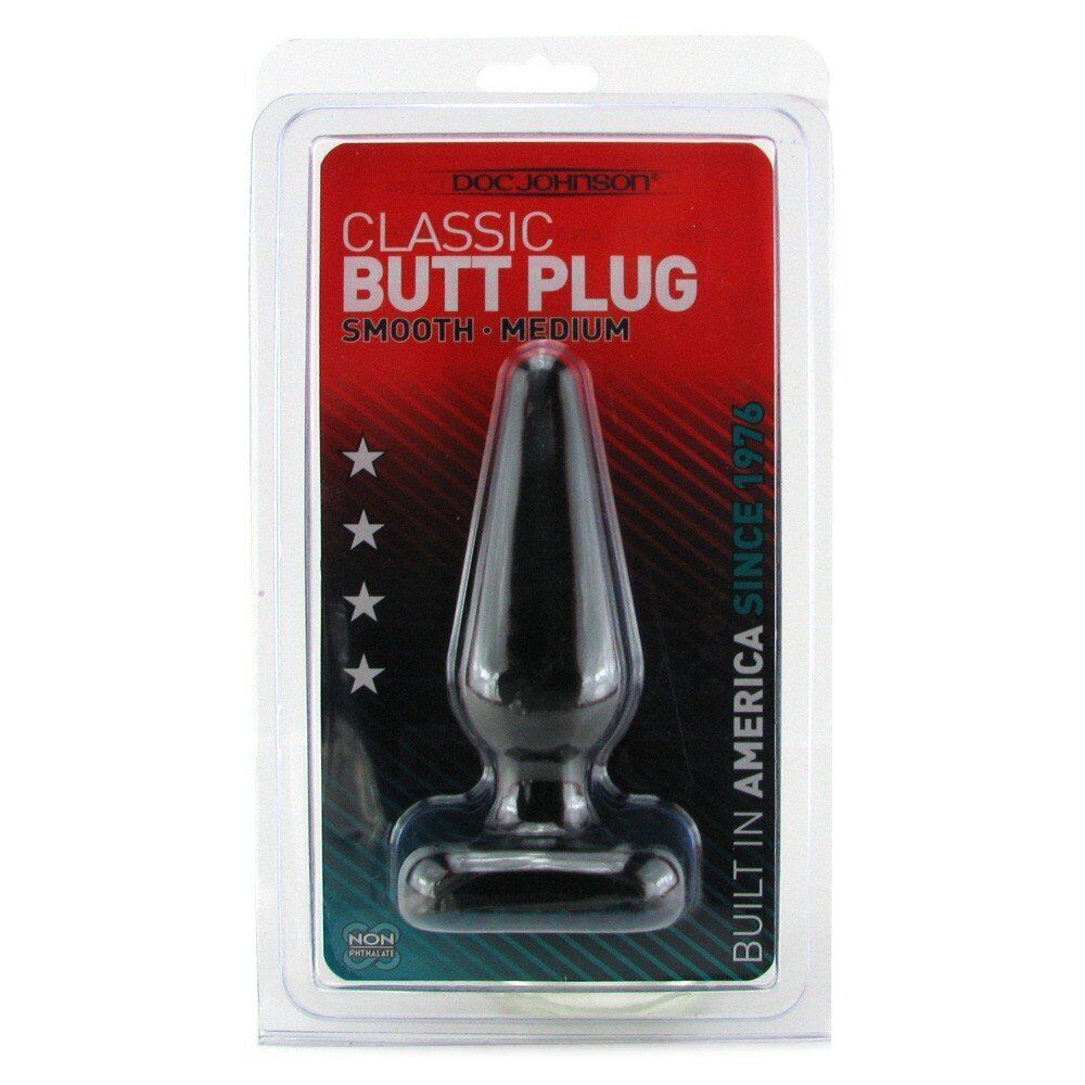 Doc Johnson Black Classic Medium Butt Plug Anal Dildo Sex Toy Trainer