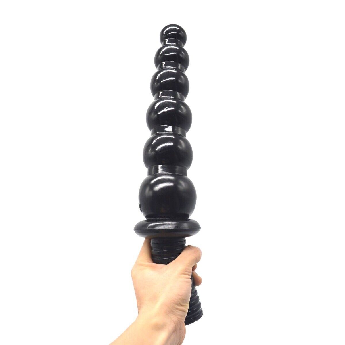 14" Bendable Beaded Anal Dildo Dong Probe Beads Butt Plug with Handle