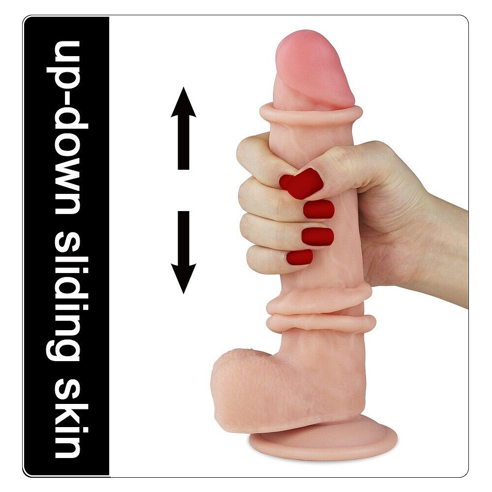 8" Bendable Realistic Soft Sliding Skin G-spot Anal Dildo Dong Suction Cup